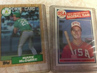4 Mark McGwire Baseball Cards Includes Rookie Card - Topps 366 401 Donruss 46 Bowm 3