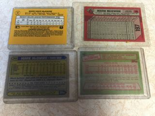 4 Mark McGwire Baseball Cards Includes Rookie Card - Topps 366 401 Donruss 46 Bowm 4