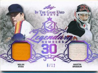 Nolan Ryan - Martin Brodeur 2019 In The Game Legendary S Dual Patch 06/12