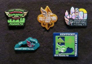 Five (5) Kentucky Derby Festival Pegasus Pins - 2011,  2012,  2014,  2015 & 2016