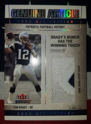 2004 Fleer Article Tom Brady 12 Prime Game - Worn Patch Card 052/150