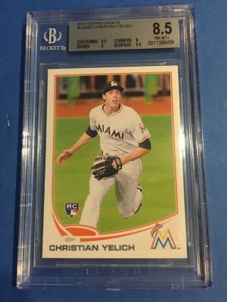 2013 Topps Update Christian Yelich Us290 Rc Bsg 8.  5 Nr Rookie - 3