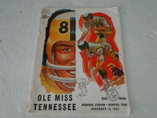 1965 Ole Miss Vs Tennessee Football Program - Memorial Stadium Memphis