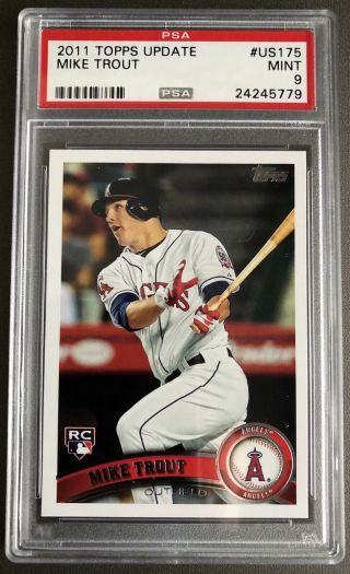 2011 Topps Update Mike Trout Rookie Rc Us175 Psa 9