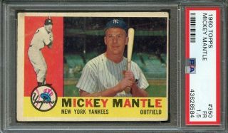 1960 Topps Mickey Mantle 350 Psa 1.  5