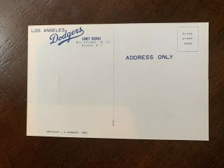 1960 Post card 3X5 Sandy Koufax Los Angeles Dodgers Born DEC/30/35 Brooklyn N.  Y. 2