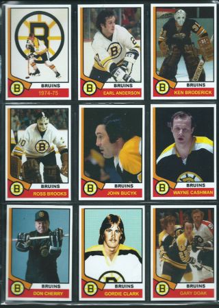 1974 - 75 Boston Bruins Hockey Card Style Team Photo Set 30 Photo Cards Bobby Orr