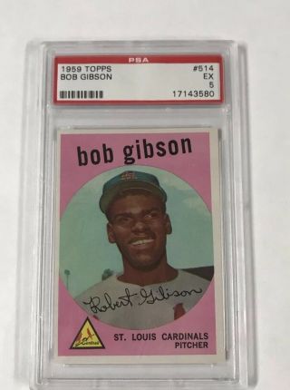 1959 Topps Bob Gibson Rookie Rc 514 Psa 5 Ex