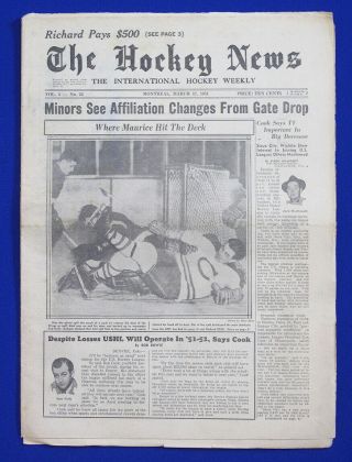 The Hockey News March 17,  1951 Vol.  4 No.  24 Where Maurice Richard Hit The Deck