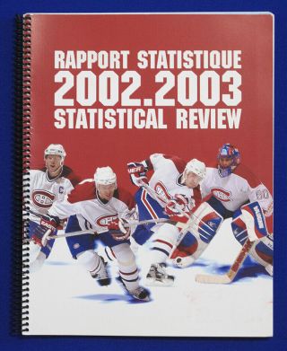 Rare 2002 - 03 Montreal Canadiens Nhl Hockey Statistical Review Report Book