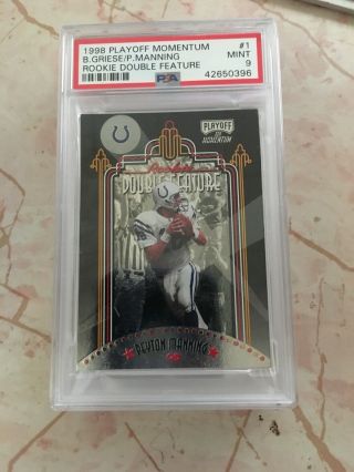 1998 Playoff Momentum Double Feature Brian Griese Peyton Manning Rookie Psa 9