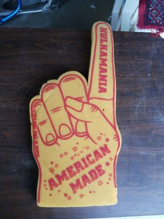Vintage Wwf Hulk Hogan Foam Finger Wcw Wwe American Made World Heavyweight