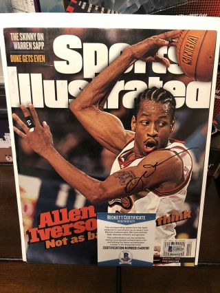 Allen Iverson Autographed Newsstand No Label 1998 Sports Illustrated Beckett