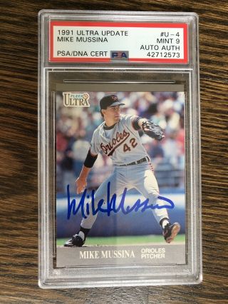 Mike Mussina Autographed Psa/dna 1991 Fleer Ultra Signed Auto 9 Rookie Rc Card