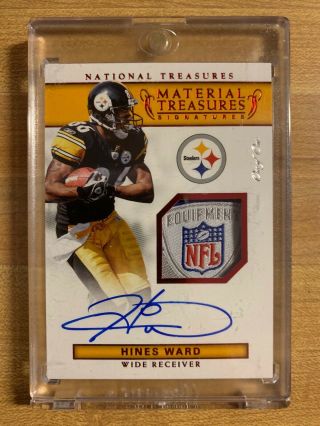2017 National Treasures Steelers Hines Ward Material Nfl Shield Jersey Auto 1/1