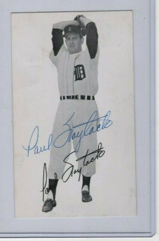 Paul Foytack Vintage Autographed Postcard,  Detroit Tigers 1953 - 63