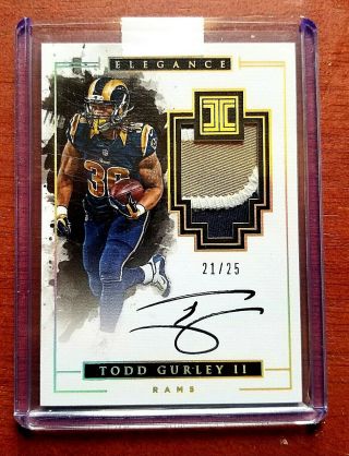 2016 Impeccable Todd Gurley 3 Color Patch Auto 21/25 On Card