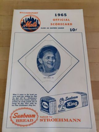1965 Williamsport Mets Minor League Baseball Scorecard Program Book Scorebook