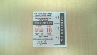 1990 San Francisco Giants Ticket Stub Lower Box Candlestick Park
