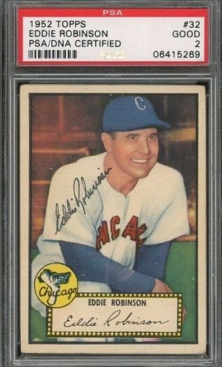 1952 Topps 32 Eddie Robinson White Sox Auto Psa/dna Signed Autographed Card