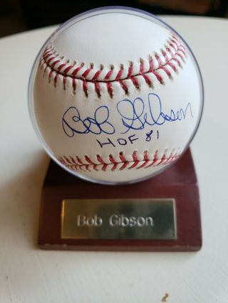 Bob Gibson Cardinals " Hof 81 " Autographed Signed Rawlings Baseball