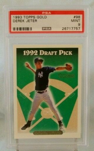 Derek Jeter Psa 9 Rc 1993 Topps Gold 98 Rookie Card 1992 Draft Pick Sp Yankees