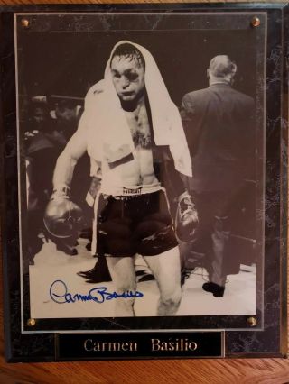 Carmen Basilio Boxing Autograph 8x10 Plaque