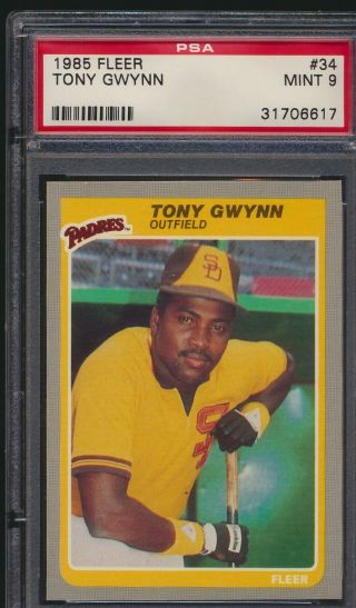 Sharp 1985 Fleer 34 Tony Gwynn Psa 9 San Diego Padres Baseball Card (mg)