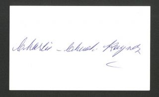 Chuck Rayner Hof York Rangers Hand Signed Autograph Auto 3x5 Index Card