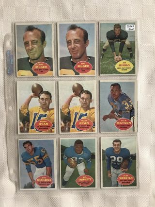 1960 Topps Football Cards - Huff,  Gregg,  Ringo,  Cassidy and More 4