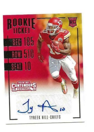 2016 Panini Contenders Tyreek Hill Rookie Ticket Auto Rc Chiefs 232 3 Day Auct