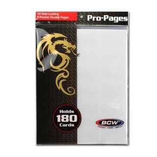 Pack / 10 Bcw White Double Sided 18 Pocket Side Loading Trading Card Album Pages