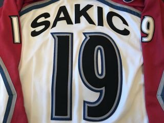 Joe Sakic 1997 - 99 Colorado Avalanche Starter NHL Hockey Jersey White Sz L 2