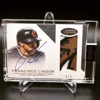 Francisco Lindor 2016 Topps Dynasty Patch Auto /5 Cleveland Indians