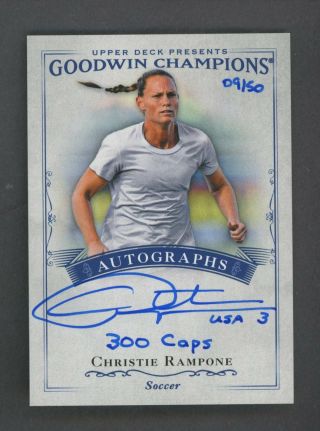 2016 Ud Goodwin Champions Soccer Christie Rampone " 300 Caps " Auto /50