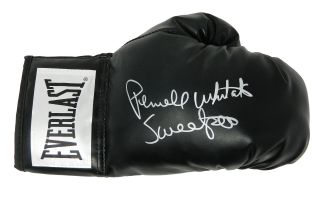 Pernell Whitaker Signed Everlast Black Boxing Glove W/sweet Pea - Schwartz