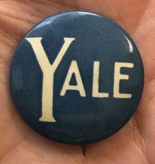 Vintage Yale Blue & White Pinback Button 1 - 3/8” Diameter
