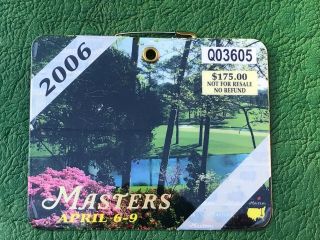 2006 Masters Badge Phil Mickelson Champion Augusta National Ticket Souvenir