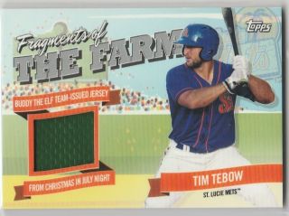 Tim Tebow Rare Rookie Card St Lucie Mets Game - Worn Baseball Jersey 2018 Topps Rc