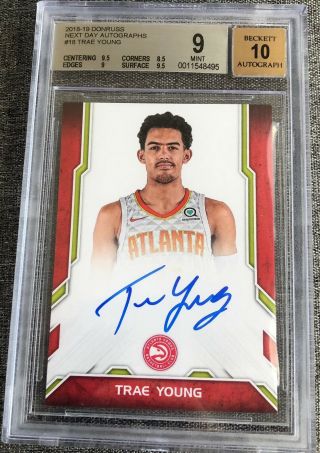 2018 - 19 Donruss Trae Young Hawks Next Day Rc On - Card Auto Ssp Bgs 9 W/ 10 Auto