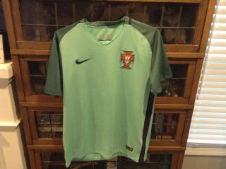 Portugal 2016 World Cup Green Nike Away Soccer Jersey Sz L - Cool