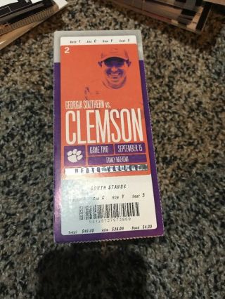 2018 Clemson Tigers Vs Georgia Southern College Football Ticket Stub 9/15