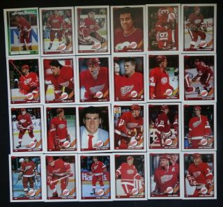 1991 - 92 Topps Detroit Red Wings Team Set Of 24 Hockey Cards