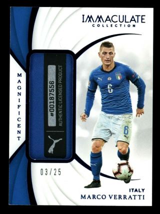 2018 - 19 Immaculate Soccer Sapphire Marco Verratti Worn Patch 03/25 Italy