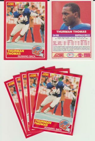 1989 Score 211 Thurman Thomas Buffalo Bills Rookie Card Rc,  Hof