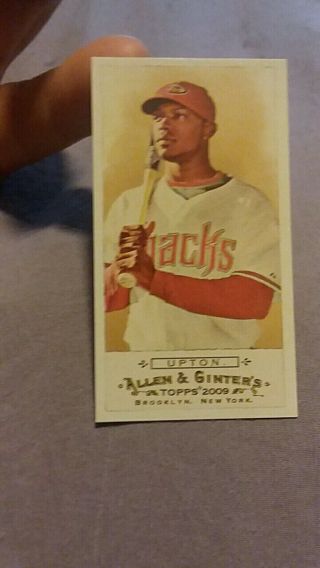 2009 Allan And Ginter Justin Upton Mini Card Ssp Ext Pulled From Rip Card