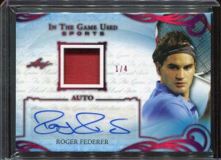 2019 Leaf Itg Game Roger Federer Auto Autograph Game Shirt D 1/4