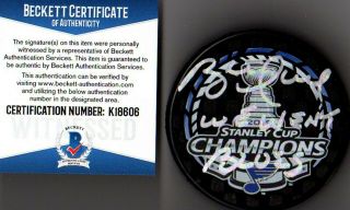 Beckett - Bas Brett Hull " We Went Blues " Signed 2019 Stanley Cup Champs Puck 18606