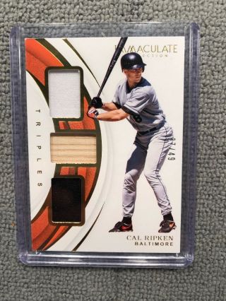 2019 Immaculate Triples Cal Ripken Game Uses Jersey Bat Relic Orioles Non Auto
