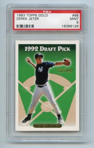 Derek Jeter Psa 9 Rc 1993 Topps Gold 98 Rookie Card 1992 Draft Pick Sp Yankees
